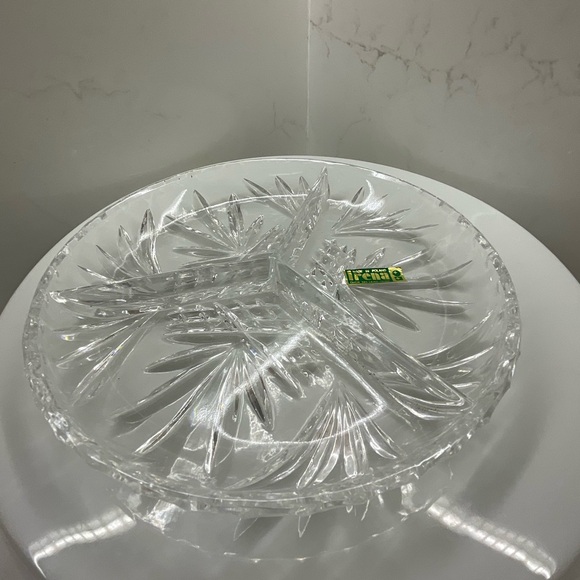 Crystal Divided Dish Irena Poland 24% Lead Crystal Vintage - Picture 2 of 4